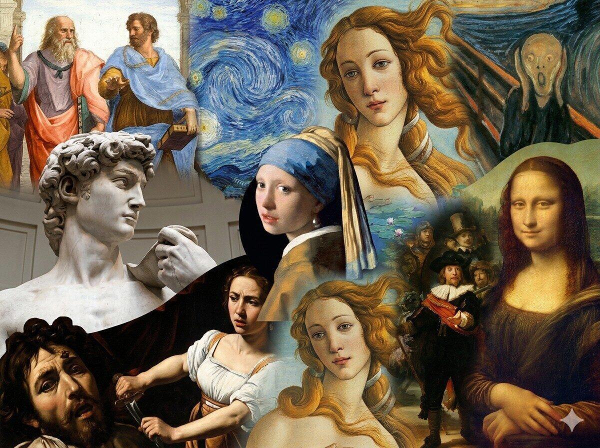 Selection of artworks mapped on ArtAtlas: from Michelangelo's David to Caravaggio's Judith