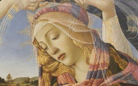 Sandro Botticelli, Primavera (c. 1477-82), Galleria degli Uffizi, Florence. Detail showing the Three Graces.