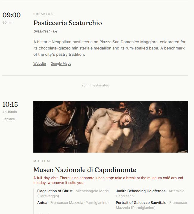 A Flaneur itinerary in Naples: a full day at the Museo di Capodimonte, with Caravaggio's Flagellation of Christ and Artemisia Gentileschi's Judith, anchoring a wider art itinerary across the city.