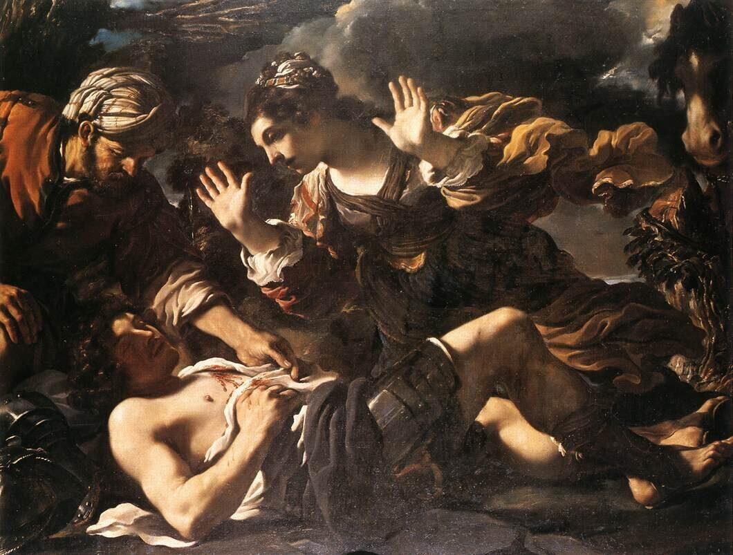 Guercino, Et in Arcadia Ego, detail from the painting at Galleria Barberini, Rome