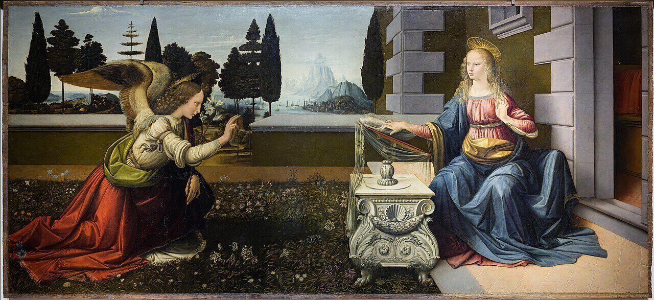 Detail from Leonardo da Vinci's Annunciation at the Uffizi, Florence