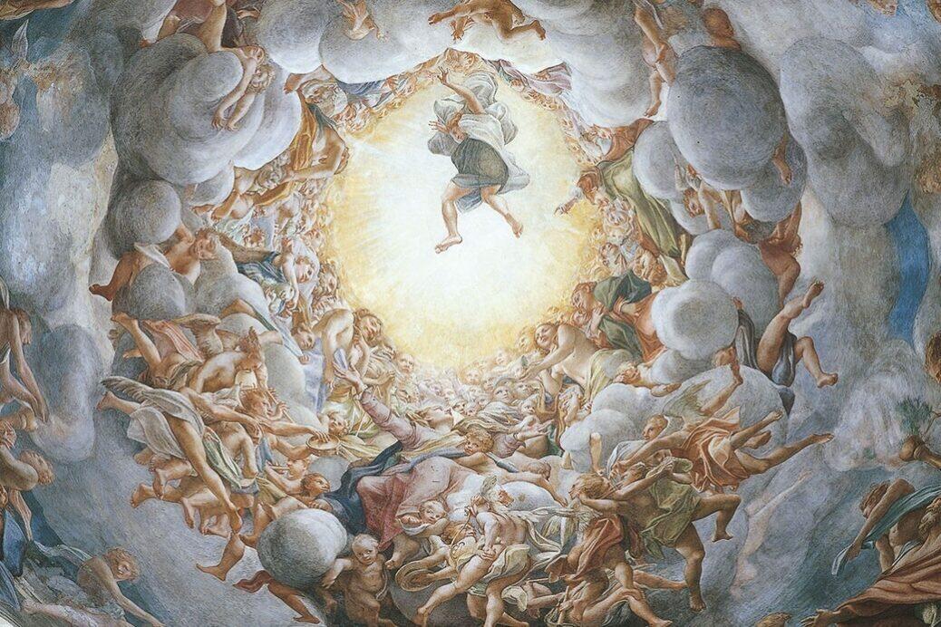 Interior of Parma Cathedral showing Correggio's dome fresco